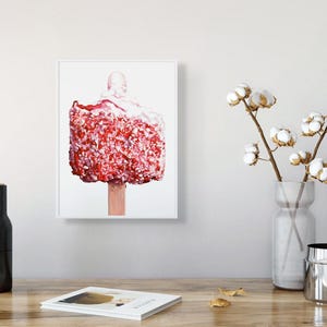 Strawberry Crunch 1 Ice Cream Bar Limited Edition Giclée Print of Original Acrylic Painting by Kim Testone - Home Wall Art