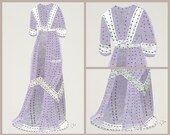 Vintage Edwardian dress fashion illustration wall art. Downton Abbey dress. Gift for her under 100. Original hand embroidered cut paper art