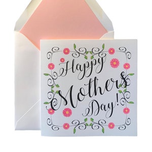 Carte de fête des mères avec enveloppe assortie, cartes de voeux, cartes de correspondance, maman, amour, rose, jolie, fleurs, mai, carré, 5,7 5 x 5,75 po