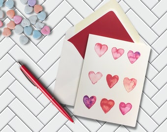 Hearts Valentine's Day Cards, Box of 8, Greeting Cards, Love Romance, Kisses, Secret Admirer, Cupid, Sweetheart, Size A2 4.5" X 5.5"