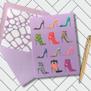 High Heels Geburtstagskarte, Grußkarten, Pumps, Plateau-Schuhe, Mode, gefütterter Umschlag, Fashionistas, Größe 13 cm x 18 cm, A7