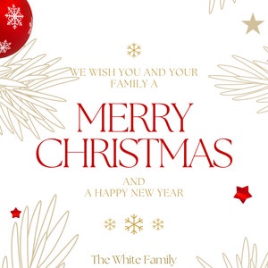 Buon Natale Cartolina di Natale digitale personalizzata, file di download digitale, e-mail di auguri, amici di famiglia, vacanze, felice anno nuovo