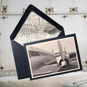 Carte de correspondance personnalisable avion, taille 5 x 7 po, avions vintage rétro, carte de voeux d'anniversaire, vierge à l'intérieur pour toutes les occasions, personnalisée