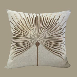 Embroidered Dandelion Decorative Pillow Cover, Home Decor, Cushion Cover, Sofa Chair, Neutral Tones, Size 18" X 18"