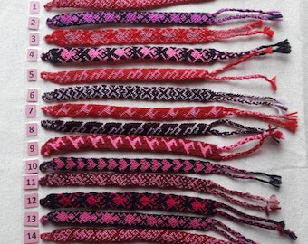 Bracelets de l'amitié andins roses et rouges