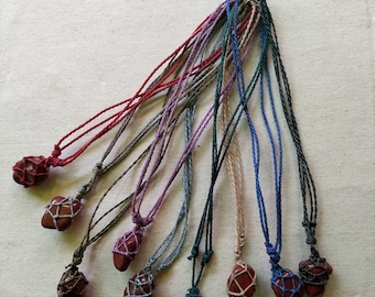 Red Agate Adjustable Wax Thread Necklace