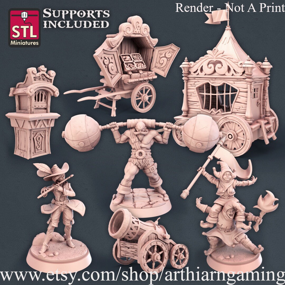 Carnival Set STL Miniatures DND Pathfinder RPG Resin - Etsy Singapore