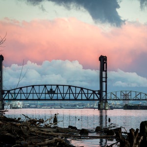 Portland Oregon Photograph, Fine Art, Portland Bridges, St Johns, PDX, Photograph, City Photograph, Downtown, PDX, Willamette River, Clouds
