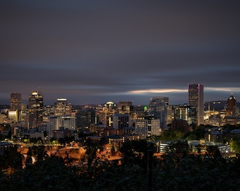 Portland Oregon, City Photography, Mt Hood, Fine Art, Moody, Pacific Northwest, Landscape Photograph, Wall Art, Portland Art, Sunrise