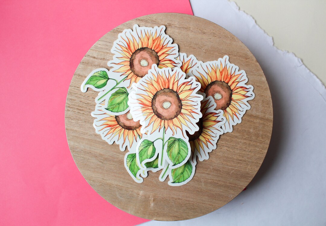 Sunflower Vinyl Sticker Laptop Sticker, Digital Art, Stickers, Water ...