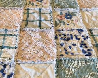 Vintage Chenille Rag Quilt