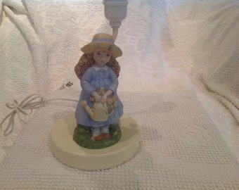 Vintage Porcelain Girl Lamp