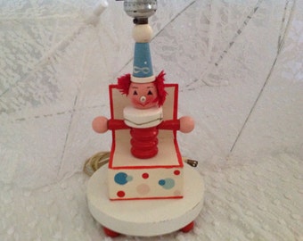 Vintage Irmi Wooden Clown Lamp