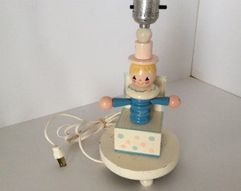 Vintage Irmi Wooden Clown Lamp