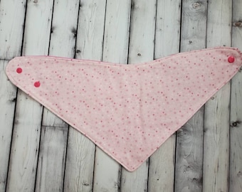 Pink floral flannel Drool bib - modern bibdana - baby girl boy