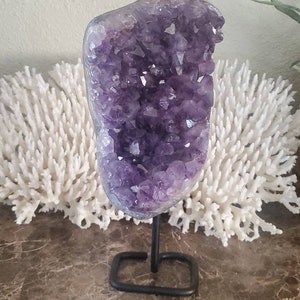 Amethyst Cluster - 5.6 lb Purple Amethyst on metal stand - Amethyst point - Amethyst - Crystal - Chakra Crystal - Polished amethyst - large
