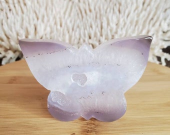 Achat Druzy Schmetterling - Achat Geode - Achat - Druzy - Schmetterling - Geode - Heilkristall - Kristall Geschenk - Geschnitzter Achat Schmetterling