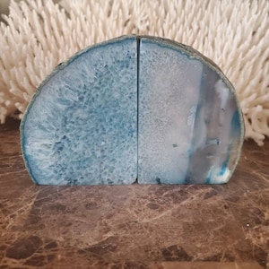 Agate Bookends - Bookends - Bookend - Book End - Geode - Rock Bookends - Quartz Bookend - Crystal Bookends - Quartz - Crystal - Blue