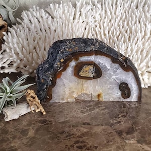 Agate Bookend - 7.2 lb - Bookend - Bookends - Geode - Quartz Bookends - Crystal Bookend - Book Ends - Quartz - Rock Bookends - Natural