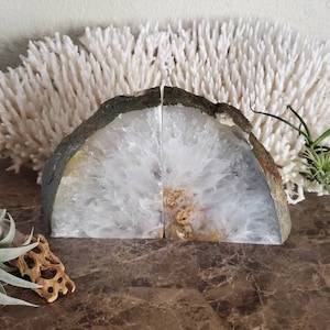 Agate Bookend - Bookend - Bookends - Geode - Quartz Bookends - Crystal Bookend - Book Ends - Quartz - Decor - Rock Bookends - Natural