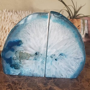 8.7 lb Teal Agate Bookends - Bookends - Bookend - Rock Bookends - Agate - Quartz - Book End - Quartz Crystal - Geode