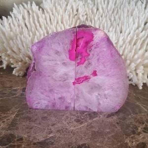4.6 lb Agate Bookends - Bookends - Bookend - Book End - Geode - Rock Bookends - Quartz Bookend - Crystal Bookends -  Crystal - Agate - Pink