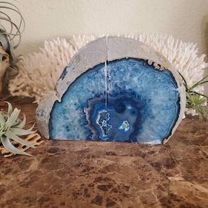 Agate Bookend - 10.5 lbs - Bookend - Bookends - Geode - Quartz Bookends - Crystal Bookend - Book Ends - Quartz  - Rock Bookends - Blue