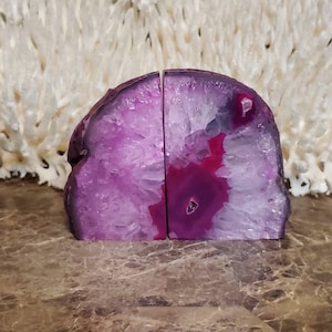 Agate Bookend - Bookend - Bookends - Geode - Quartz Bookends - Crystal Bookend - Book Ends - Quartz - Crystal - Rock Bookends - Pink
