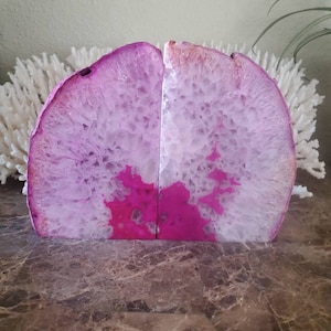 7.2 lb Agate Bookends - Bookends - Bookend - Book End - Geode - Rock Bookends - Quartz Bookend - Crystal Bookends - Agate - Crystal - Pink