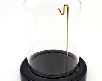 Pocket Watch Glass Display Dome 3" x 4" With Solid Wood Base Black Stain
