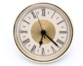 3 1/2" Quartz Clock Insert Fit Up Movement 90 mm Fancy Ivory Roman GIFR3.5
