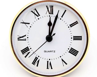 3 1/2" Quartz Clock Insert Fit Up Movement 90 mm White Roman Dial GWR3.5
