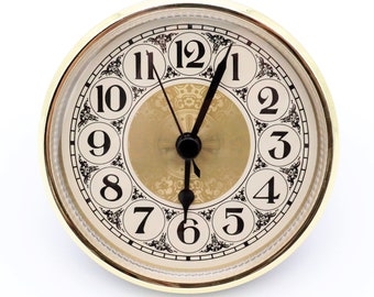 3 1/2" Quartz Clock Insert Fit Up Movement 90 mm Fancy Ivory Roman Dial GIFA3.5