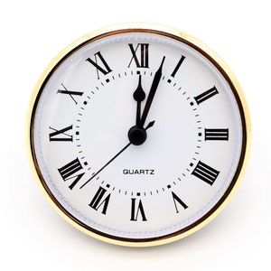 2 3/4&quot; Quartz Clock Insert Fit Up Movement 70 mm White Roman Dial GWR2.75