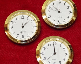 1 7/16" Clock Insert Fit Up Seiko Movement 37 mm Quartz White Arabic Dial 37GWA LOT OF 3 PIECES
