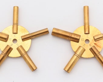 Universal 5-in-1 Clock Winding Key Winder Set of 2 Even and Odd 5 Prong Sizes 2 Thru 11