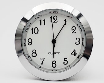 1 7/16" Clock Insert Fit Up Seiko Movement 37 mm Quartz Silver Bezel White Arabic Dial 37SWA