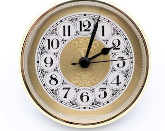 3 1/2" Quartz Clock Insert Fit Up Movement 90 mm Fancy Gold Arabic Dial GGFA3.5