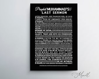 Prophet Muhammed (pbuh) Last Sermon Print | Islamic Wall Art | Print