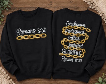 Romains 8:30 - Motif pour t-shirt « Chaîne d'or du salut » (téléchargement numérique instantané) PNG