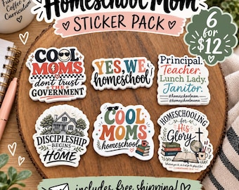 NEW Homeschool Mom Variety Pack! (6 included) waterproof, vinyl sticker, funny stickers.
