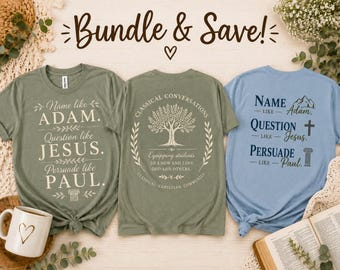 ENSEMBLE - Nom comme Adam, Question comme Jésus, Design de t-shirt Conversations Classiques (Téléchargement numérique PNG)