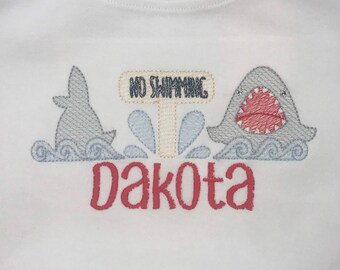 No Swimming Shark Shirt with Name