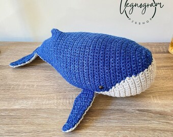 Grote blauwe vinvis haakpatroon, walvis Amigurumi patroon, gehaakte walvis Amigurumi patroon, gehaakte walvis patroon, dierlijke Amigurumi