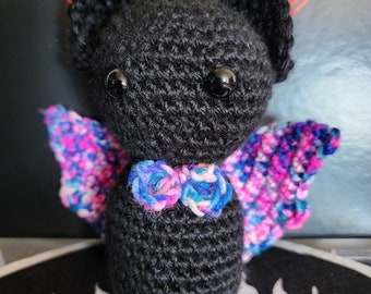 Little Bat, bat toy, crochet bat, small bat, baby bat, halloween toy, handmade bat, goth toy, bat gift,  spooky gift, goth gift, halloween