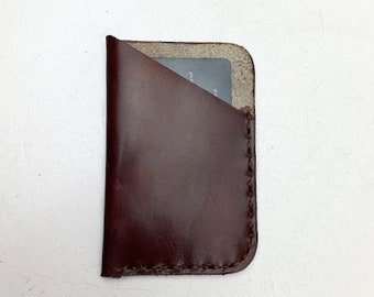 Handmade Ilcea Radica Dark Brown Museum Calf Calfskin Cardholder