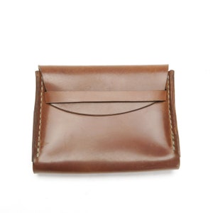 Handgemaakte Horween Whiskey Shell Cordovan Grote Flap Card-houder / Portemonnee
