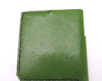 Handmade Green Lizard-Print Wallet Card-holder Case