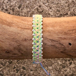 Handmade Hemp adjustable Friendship Braceletankletwristband Square Macrame Knot with Decorative Blown Glass Beads