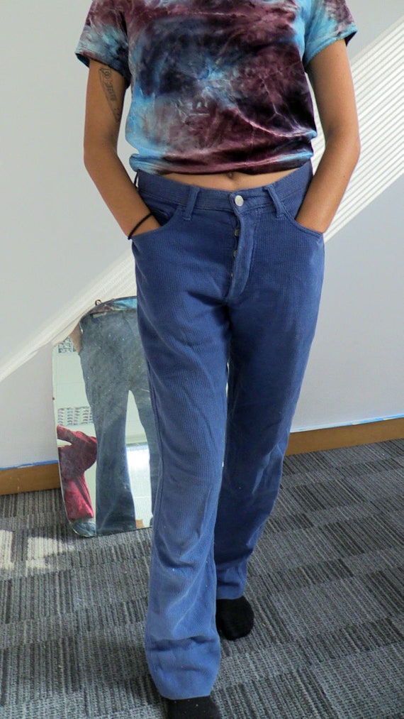 Thick Loose Weave Blue Cotton Jeans by 